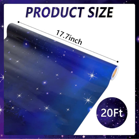 Qyeahkj Outer Space Bulletin Board Paper Roll - Galaxy Background Paper for Art Craft Classroom Supplies (17.7in x 20ft)