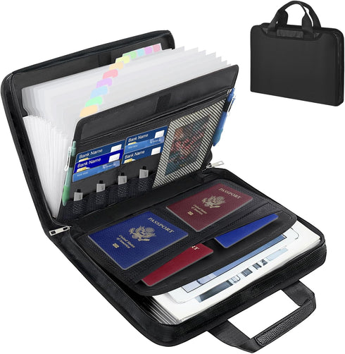 Important Document Organizer with Handle, Fireproof Accordion File Organizer, 12 Pockets for Letter A4 Files