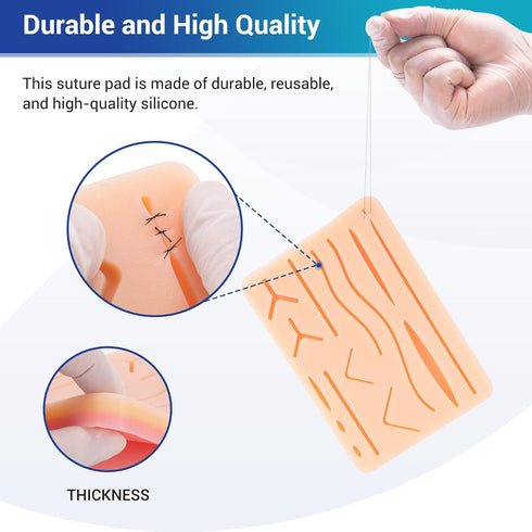 Alcedo Suture Practice Kit for Medical Students | Complete 32 Piece Kit with Durable Suturing Pad and Tools