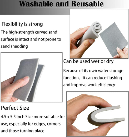 10 PCS Softback Sanding Sponge - 4 1/2 x 5 1/2 in, 400 600 1000 2000 3000 Grits, Flexible Foam Hand Sanding Block for