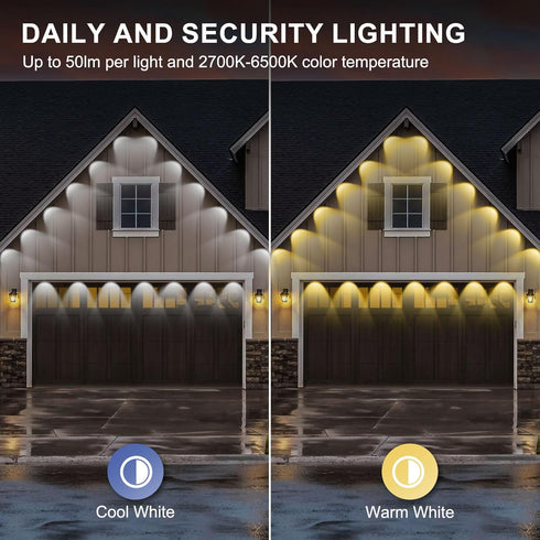 50ft 30 Bulbs 100+ IP67 Permanent Outdoor Eaves Lights, with RGB LED for Festive Decor, Scene Options, Waterproof