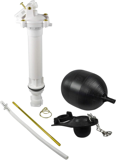 Danco 80816 Complete Toilet Repair Kit, White Fill Valve, Flapper, Rod, Float Replacement