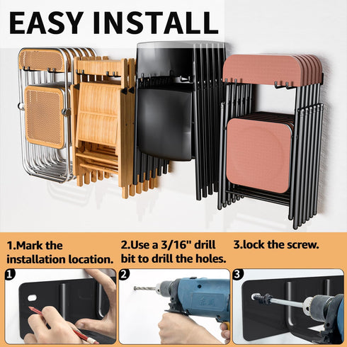 240 LBS 2 Pack YYR Folding Chair Storage Rack, Garden Tool & Foldable Chairs Organizer Hangers for Garage Organization
