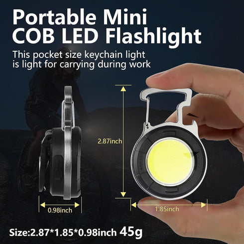 2 Pack, 1000 SEFONE Keychain Flashlight Lumens EDC Flashlight COB Work Light, Bottle Opener Keychain Mini Pocket