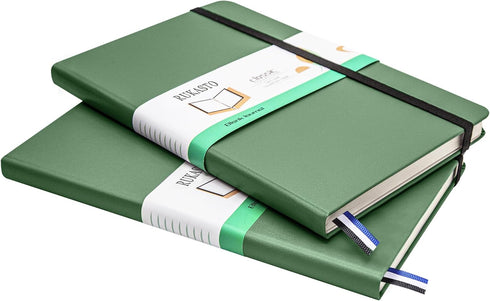 Hardcover Notebook Blank Journal Sketchbook for Drawing, Medium 5.5 by 8.4 Inch, 100 GSM Thick Paper (Green, Plain) by Rukasto