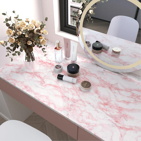 LACHEERY Marble Contact Paper Pink White Marble Peel and Stick Countertop Contact Paper for Countertops Waterproof Marble Wallpaper for Walls Bathroom Kitchen Counter Cabinet Contact Paper 15.8"x80" by LACHEERY