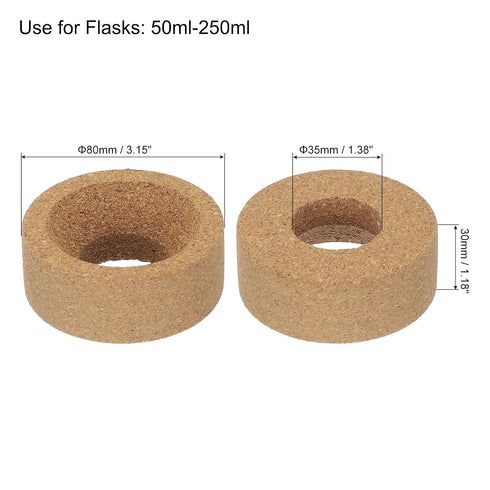 uxcell Lab Flask Support Cork Stand 80mm Diameter Round Bottom Holder for 50ml-250ml Flasks 4Pcs