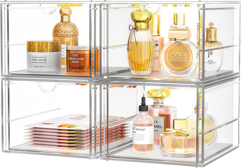 Versatile Acrylic Makeup Organizer, Transparent Desktop Storage for Cosmetics, Office Supplies & More, Clear
