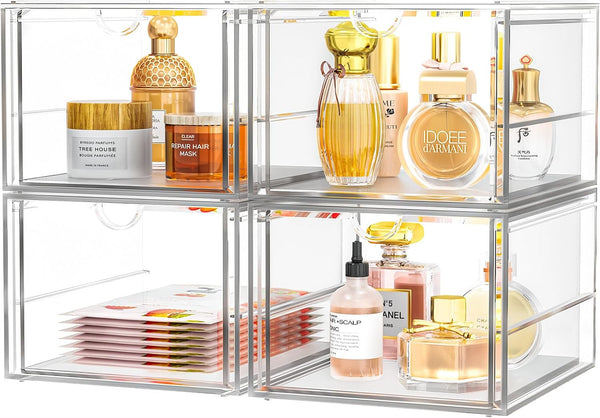 Versatile Acrylic Makeup Organizer, Transparent Desktop Storage for Cosmetics, Office Supplies & More, Clear