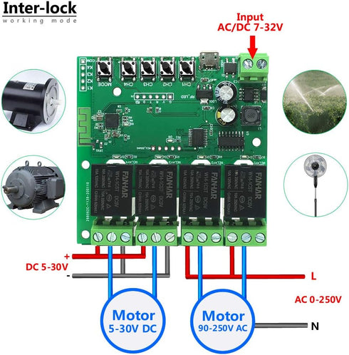 4-Channel WiFi Smart Switch Relay Module, TUYA/Smart Life App for Remote Control, Compatible with Alexa/Google Assistant