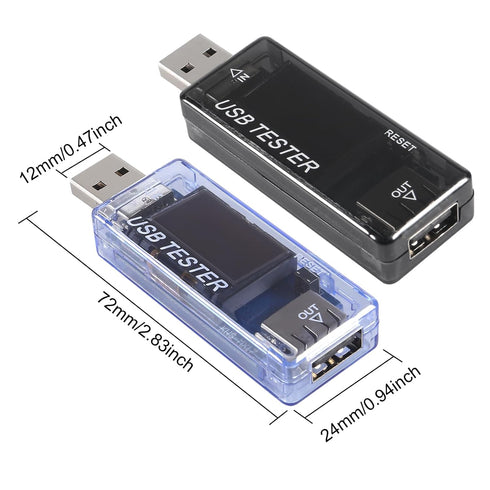 2pcs 8 in 1 USB Tester 10V 3A Voltage Current Meter Digital Multimeter Voltage Detector (Black+Blue)