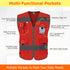TCCFCCT Mesh Work Vest for Men Women High Visibility Safety Vest with 9 Pockets, Hi Vis Reflective (Red, 4X-Large)