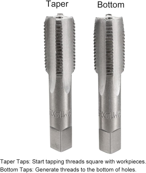 uxcell Metric Hand Tap M14 Thread - 1.5 Pitch, 4 Straight Flutes H2 Alloy Tool Steel Tapping Tools Set