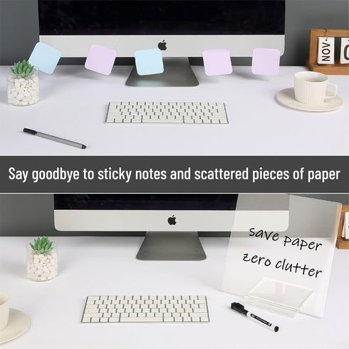 Mr. Pen Clear Acrylic Board with Stand, 10" x 10", 3 Dry Erase Markers, Acrylic White Board for Desk