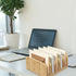 Bamboo Desk Mail Organizer, 5 Compartments File Holders, Countertop Paper Organizer for Home Office School