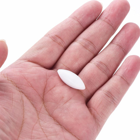 MECCANIXITY Magnetic Stirrer Mixer Stir Bar, 25mm(1") x9mm Olive Shape PTFE Coating Magnet, White, 10 Pcs