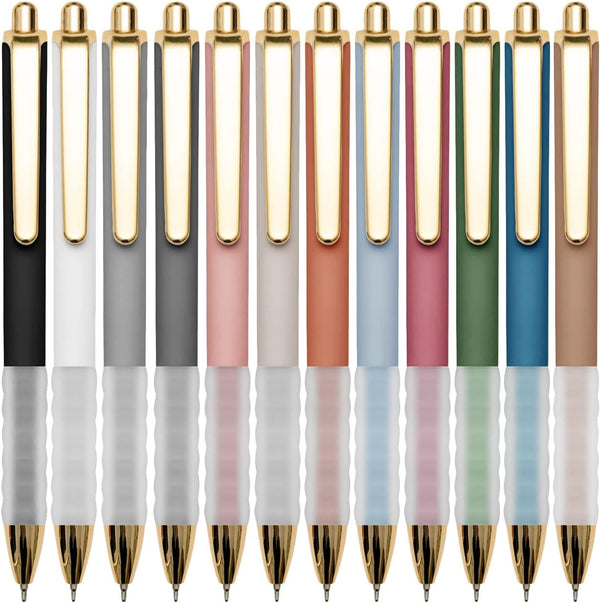 Linbsunne Ballpoint Pens, Black Medium Point 1mm with Super Soft Grip for Men Women Retractable