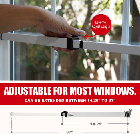 (14.25" 37") SecurityMan Window Security Bar - Easy Install for Horizontal/Vertical Windows - Adjustable Window Lock