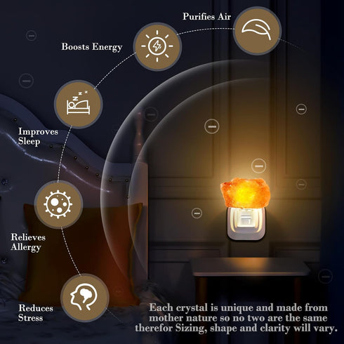 3 Pack Hortsun Himalayan Salt Lamp Night Light Crystal Night Light Lamp Plug in Rotatable Wall Purifier Made of Natural