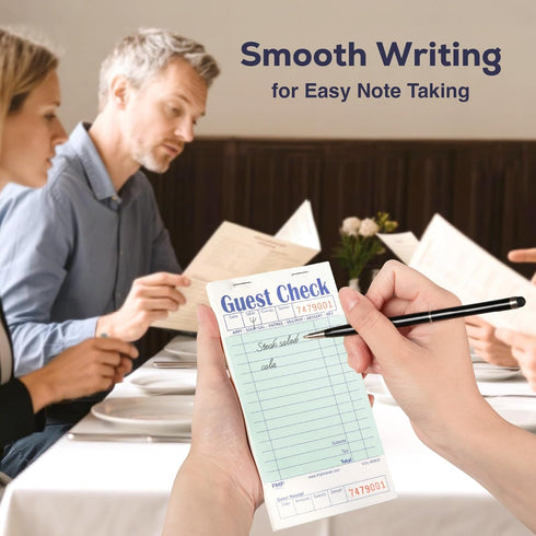 500 (10 FMP Brands Guest Check Books for Servers, Server Note Pads Paper, Total Sheets Pads), Light Green with Guest
