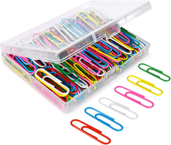 Medium Size Paper Clips, 1.3 Inch (33mm), 180 Pack, Assorted Color Coated Paper Clips for Organizing