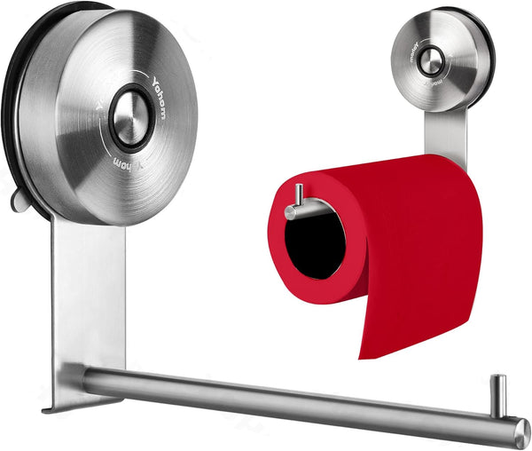 YOHOM Suction Cup Toilet Paper Holder Bathroom Hooks for Towel Wall Mounted