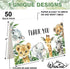 50 Pack Whaline Safari Jungle Thank You Cards with Envelopes Stickers Jungle Animal Greeting Cards Watercolor Forest