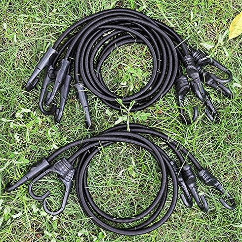 ZHOUBIN 32 Inch Black Bungee Cords with Hooks, Heavy Duty, 2 Pcs