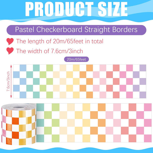Zonon 65 Feet Wavy Rolled Bulletin Board Border, Decorative Straight Trim for Classroom Back to School Decor (Pastel