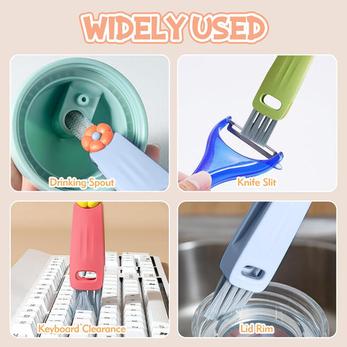 3 Pcs Water Bottle Brush Cleaner, Multi-functional Lid Cleaning Brushes for Narrow Bottles
