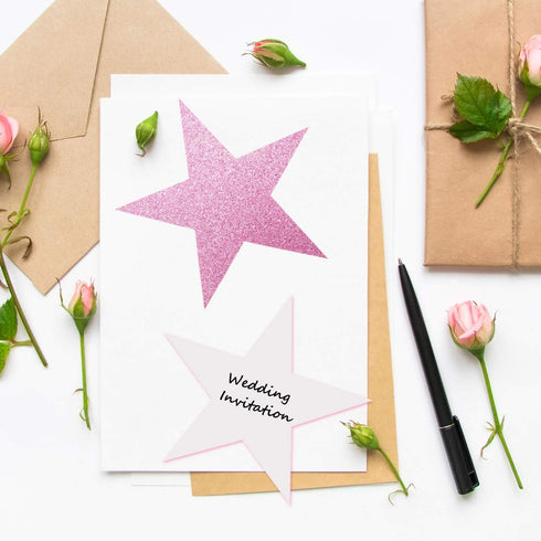 Gejoy 80 Pieces Glitter Star Cutouts, 6 Inches Length Paper Star Confetti for Classroom Wall Party Decoration