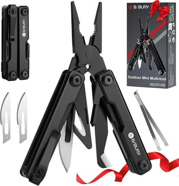BIBURY Mini Multitool Pliers BI2051AB, Mini EDC Multi Tool with Pocket Clip