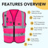 XPCARE 2-Pack Hi Vis Reflective Safety Vest with Pockets, High Reflective Strips for Men and Women, Pink