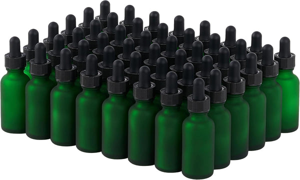48 Pcs 1oz Glass Dropper Bottles, Leakproof Tincture Bottles with Dropper, Green-Frosted for All Liquids