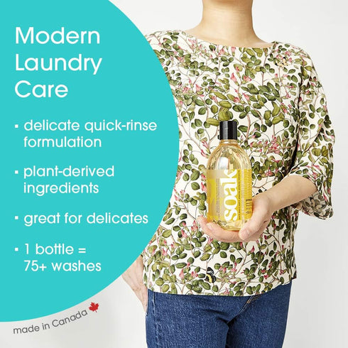Soak Laundry Soap – No Rinse, Plant Derived Hand Wash Detergent, 375 ml / 12 fl. oz, 75+ Washes (Pineapple)