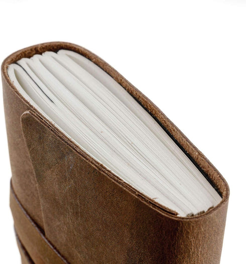 Handmade Leather Journal, 7 x 5 Inches Daily Notepad for Men & Women, Unlined Paper for Artists and Sketching.