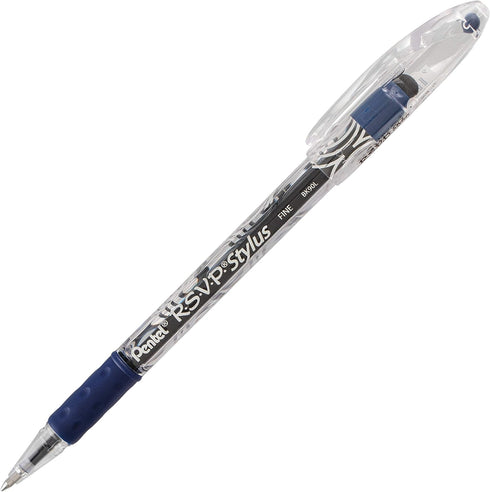 Pentel RSVP STYLUS Ballpoint Pen, Fine Line, Blue Ink (BK90L-C) by Pentel