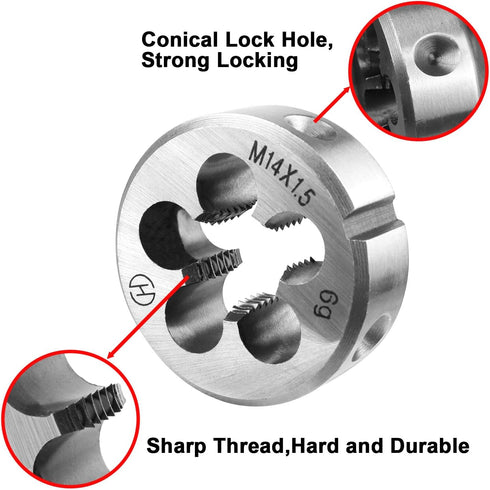 ATOPLEE M14 Metric Right Hand Thread Die, M14 X 1.5mm, 1pc