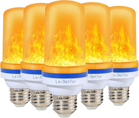Smaller LED Flame Light Bulbs, 4 Modes Flickering Halloween Light Bulbs, E26 Base Fire Effect, Pack of 6