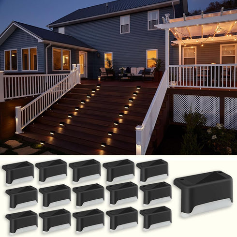 MAIXI Solar Deck Lights Outdoor, 4 PCs LED Solar Fence Lights Waterproof, Garden