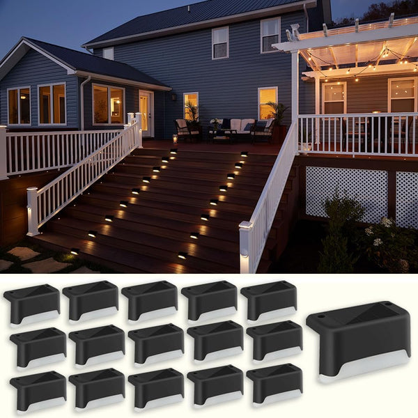 MAIXI Solar Deck Lights Outdoor, 4 PCs LED Solar Fence Lights Waterproof, Garden