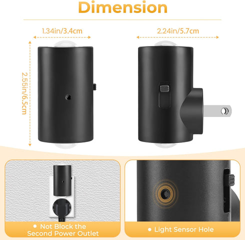 Wall,Dimmable 0-200LM 3000K 4 Pack TSEXES LED Night Lights Plug into Plug in Night Light, Dusk to Dawn, Bright