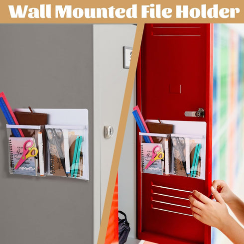 Jaloro 8 Pack 12 9.5 Inch 2 Magnetic File Holder for Refrigerator x Hanging Paper Organizer White Board Organizer