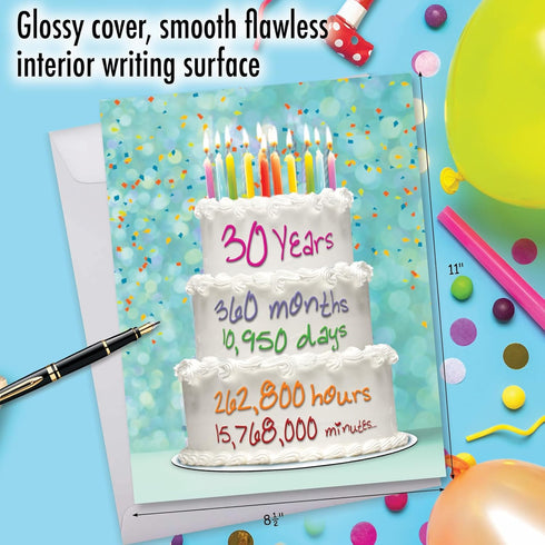 NobleWorks - Large 30th Birthday Card (8.5 x 11 Inch) - Funny Jumbo Group Congrats for 30 Year Milestone, Year Time