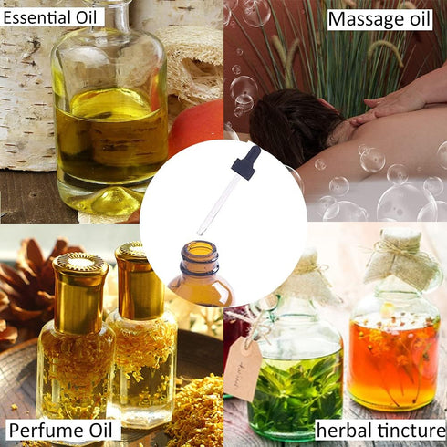 48 Pack 10 ml (1/3 oz) Glass Dropper Bottles for Essential Oil, Amber Round Glass Boston Bottle With Black Eye Dropper
