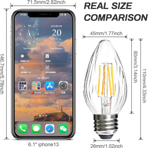 ROMANJOY F15 4W LED Light Bulbs, E26 Medium Base, Dimmable 2700K Warm White, 40W Equivalent, 4-Pack