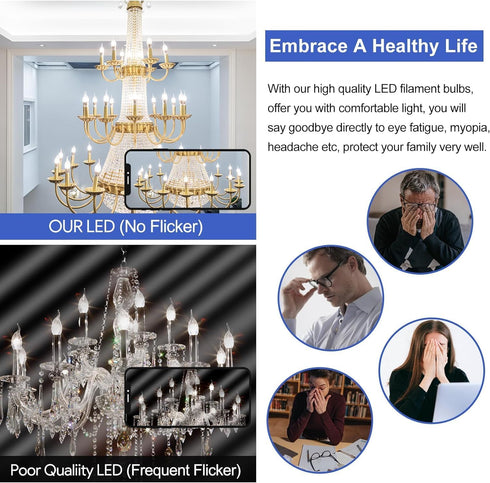 E12 Bulb 6W E12 Bulb 60 4000K AC120V 600LM Dimmable B11 Pack 6 Frosted led Equivalent Candelabra watt Daylight Matt