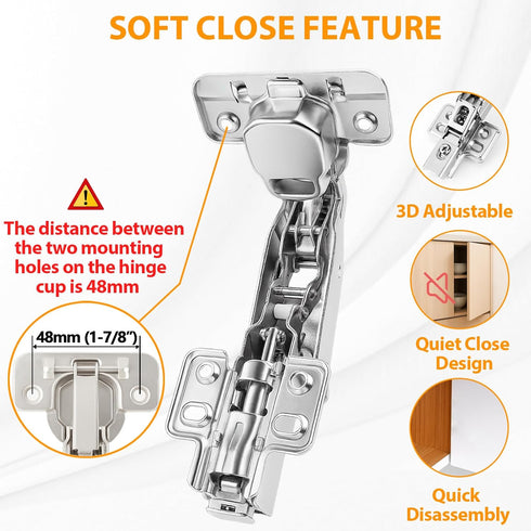 165 48mm 2 /1 TamBee Corner Cabinet Hinge Bifold Degree Lazy Susan Door Hinge Full Overlay Soft Close Hinges Concealed