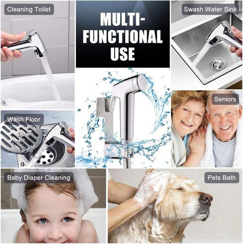 REWEE Handheld Bidet Sprayer for Toilet, Cloth Diaper Sprayer, Portable Toilet, Shattaf with Bidet Hose
