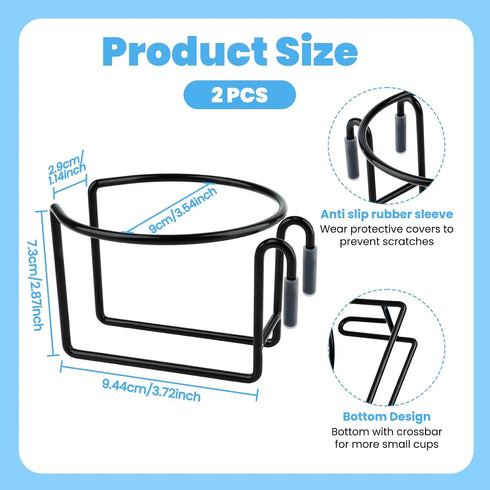 Pinsit 2Pack Shopping Cart Cup Holder, Rolling Cart Accessories, Portable Reusable Cup Holder with Bottom Bar